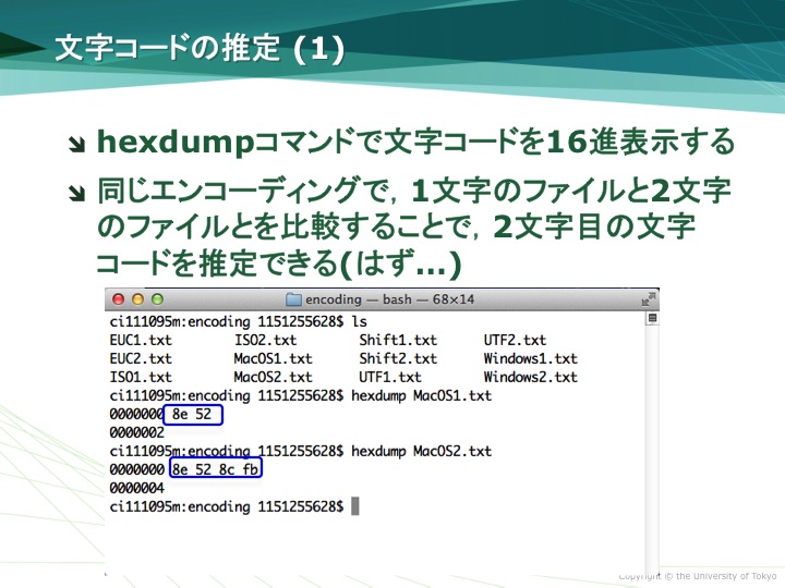 hexdump$B%3%^%s%I$K$h$kJ8;z%3!<%I$NI=<((B