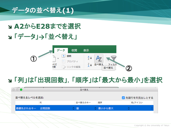 データの並べ替え(1)