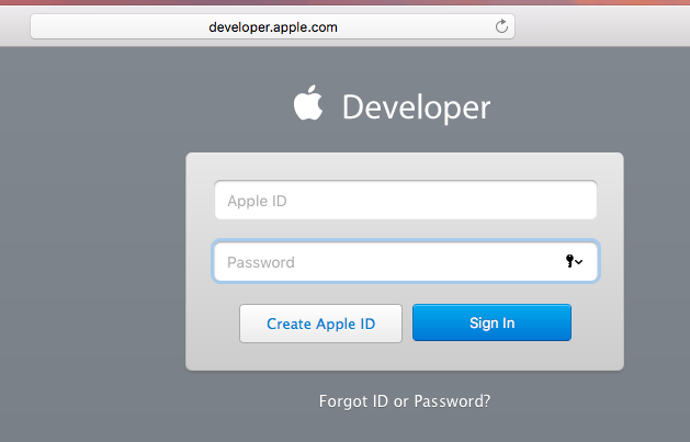 login to developer.apple.com
